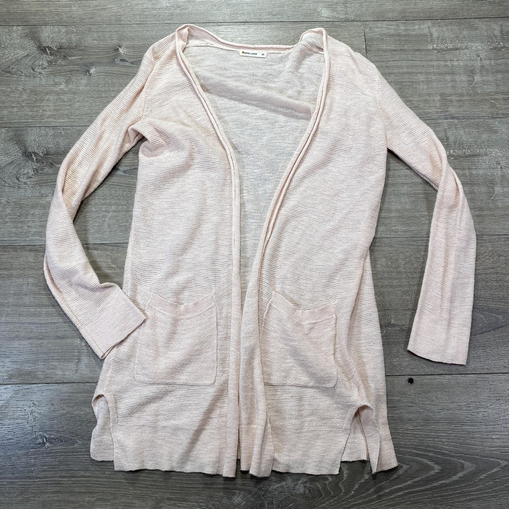 Marine Layer Sweater Womens XS Pink Open Front Cardigan Pockets Lightweight Knit